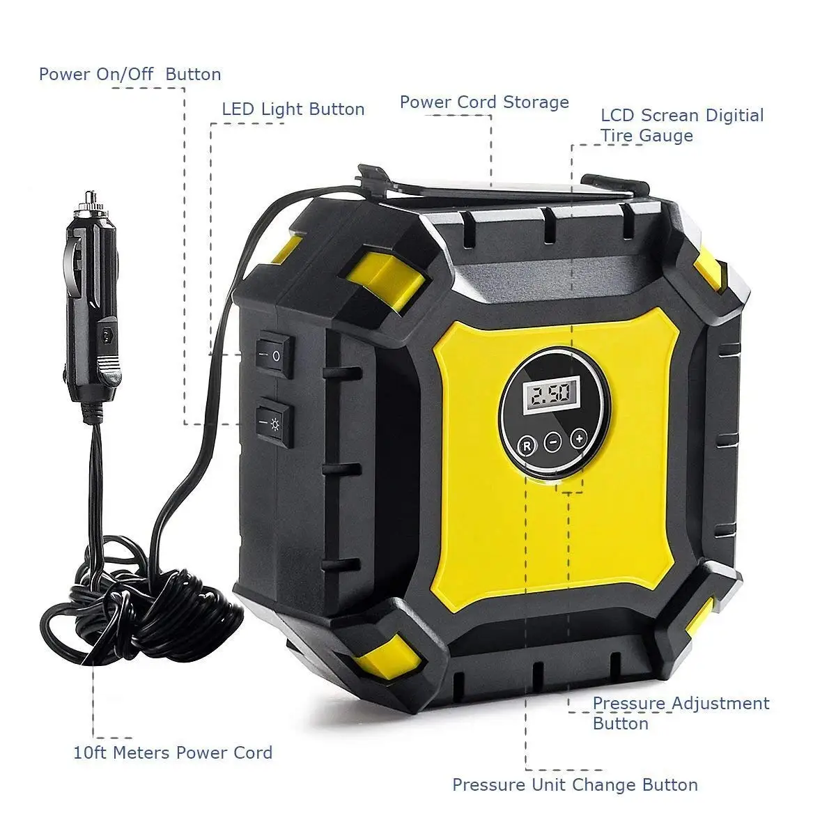 Цифровой Воздушный компрессор 12V компрессор 3 насадки адаптеры с ...