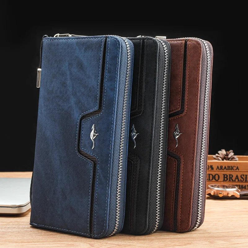 

Luxury Brand Men Wallets Long Clutch Bag Male Purse Zipper Leather Vintage Wallet Money Zipper Purses MWS194