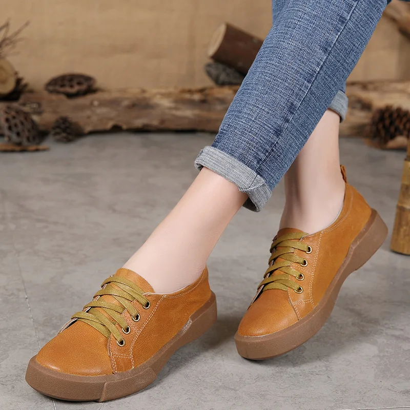 camel color flat shoes