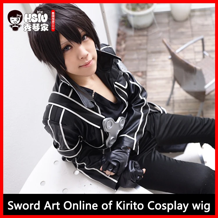 Kaufen HSIU 30 cm Kurze schwarze perücke Schwert Art Online Cosplay Perücke Kazuto oder Kirito Kostüm Spielen Perücken Halloween party Anime spiel Haar