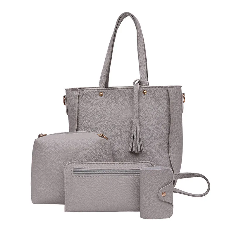 4pcs Set Fashion Women Messenger Bags Zipped Tassels Leather Solid 4pcs Set Fashion Women Messenger Bags Zipped Tassels Leather Solid Color Handbag Las S Purse Shoulder Bag L9 In From Luggage