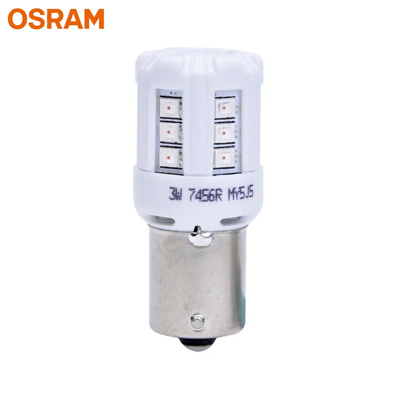 OSRAM СВЕТОДИОДНЫЙ riving Стандартный подходящий светодиодный светильник S25 P21W 7456R 1156 красного цвета, автомобильный сигнальный светильник, противотуманные фары, лампы заднего хода(двойные