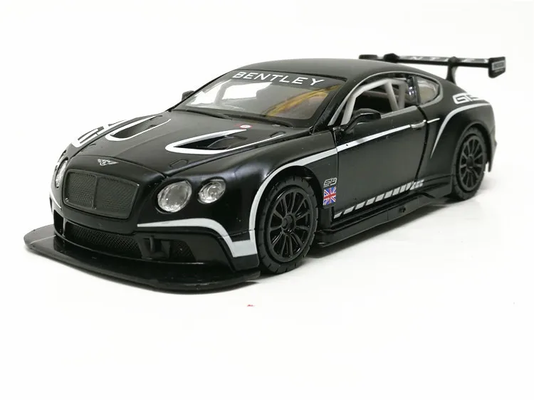 Горячая 1:32 Bentley Континентальный GT3 литой автомобиль литые Автомобили Модель оттягивающийся звуковой светильник Коллекция подарков игрушки для детей - Цвет: black no box