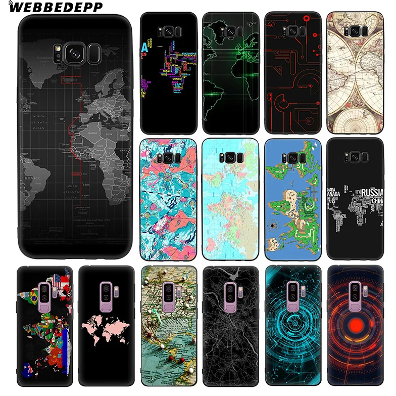 WEBBEDEPP World Map Travel Soft TPU Silicone Case for Samsung Galaxy S10 S10e S9 S8 Plus S7 S6 Edge &amp J6 |