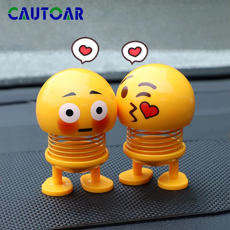 

Car Ornaments Cute Emoji Smiley Spring Shaking Head Doll Car Interior Dashboard Decoration Creative Bounce Toys Car styling