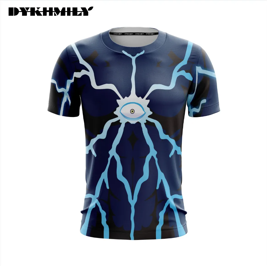 Dykhmily Boros Футболка мужская крутая темно-синяя ONE PUNCH-MAN 3D Energy Beam Lightning высокое