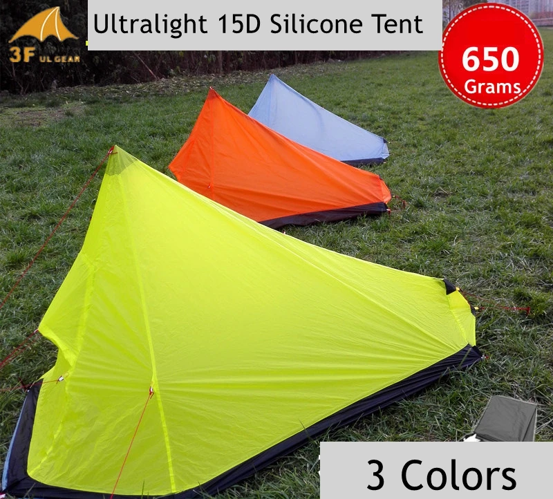 0.65 КГ 3F UL Передач Бесштоковый Палатки Ultralight 15D Силиконовые Один Человек Палатки Кемпинга 1 Чел 3 Сезон С След 3 Цветов туристическая палатка палатка туристическая пляжный тент