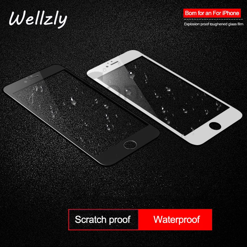 Koop Wellzly 3D Zachte rand Volledige Gehard Glas Voor iPhone7 8 X 3D Gebogen cover Screen Protector voor iPhone 7 plus glas B19