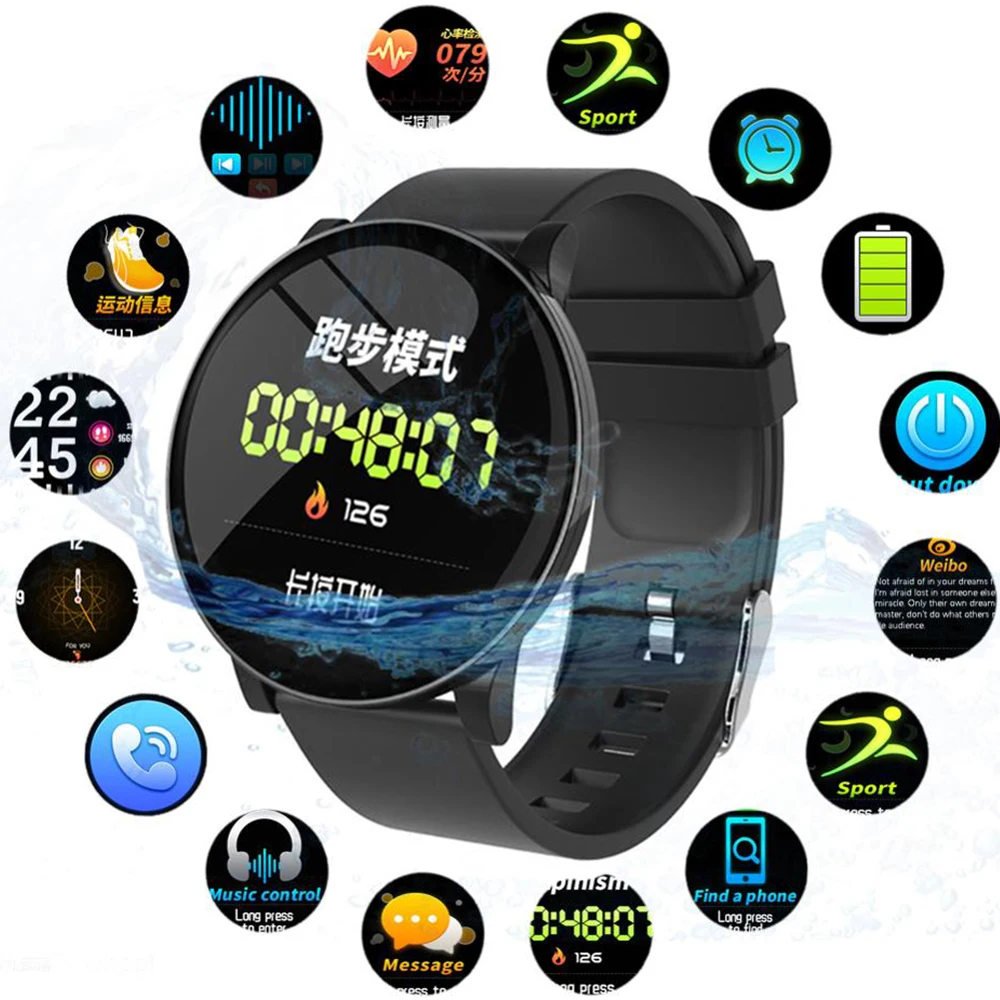 W8 Bluetooth Смарт часы Waterpoof Heart Rate 2.5D стекло круговой экран 1 3 &quotфитнес трекер прогноз