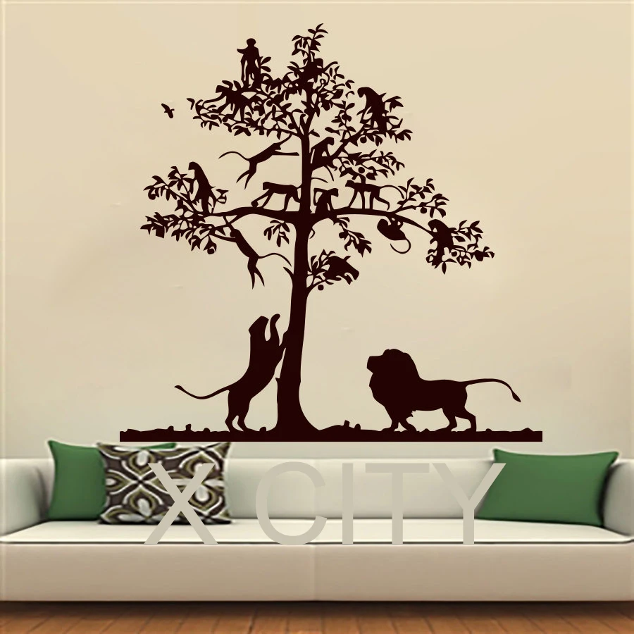 safari tree wall decal