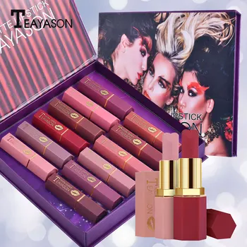 

12pcs/lot Sexy Matte Lipstick Waterproof Lasting Velvet Lipstick Red Tint Lips Pigment Nude Batom Birthday Present Makeup Set