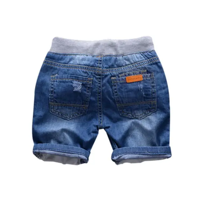 Kid Boy Fashion Mid Waist Holes Jeans Shorts Summer Fashion Denim Shorts Solid Kids Pants 2