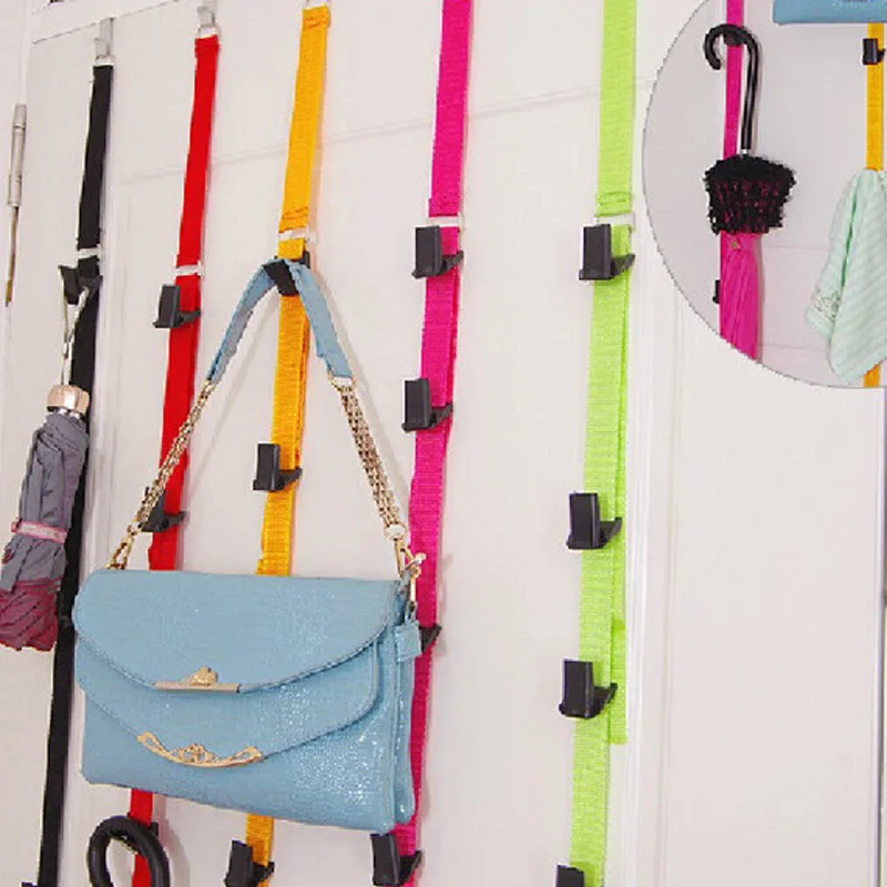 

Multipurpose Hat Bag Clothes Key Nylon Belt Coat Rack Organizer Adjustable Stainless Steel Hook