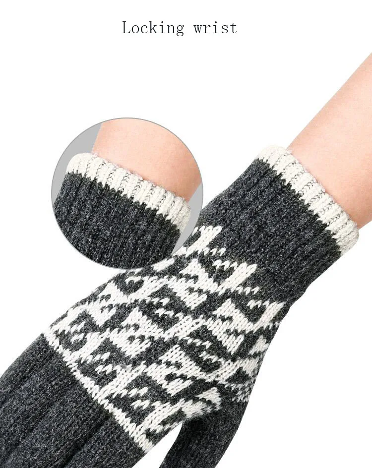 SUOGRY, мужские варежки, повседневные перчатки, вязаные перчатки, зимние теплые мужские и женские перчатки, плотные, креативные, теплые, с принтом, качественные