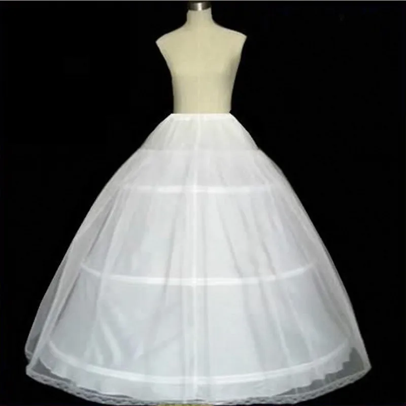 

New Arrive In Stock 3 Hoops White Petticoats For Wedding Dress Accessories Crinoline Cheap Underskirt Petticoat