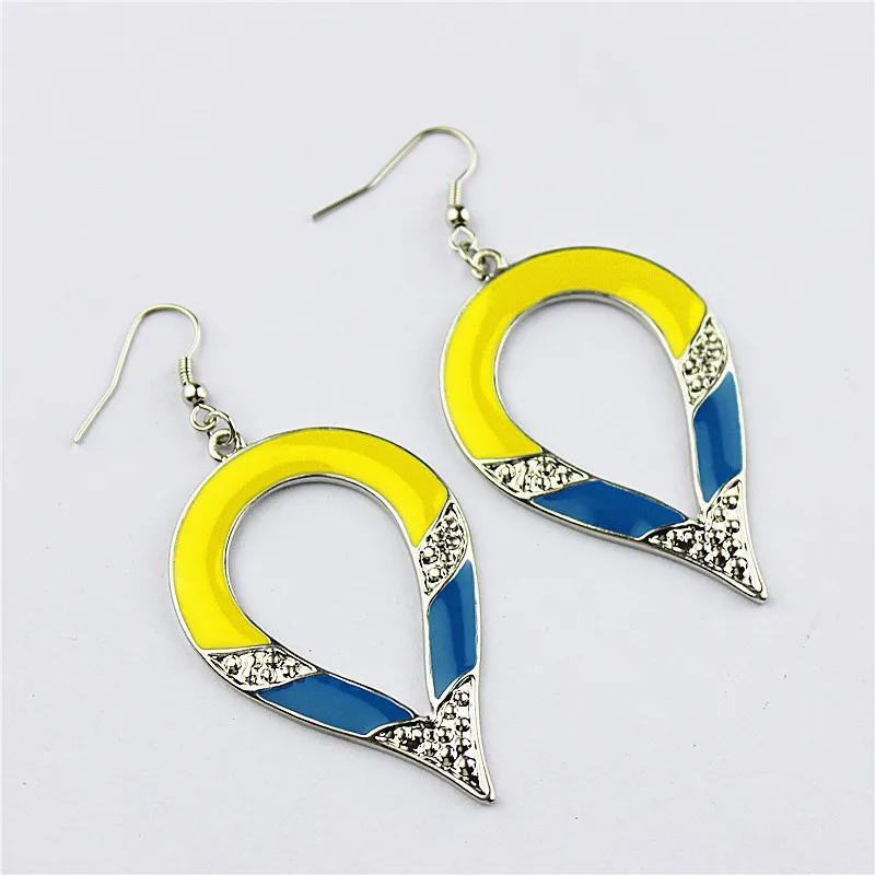 

Hot new popular female jewelry wholesale, girls birthday party, beautiful yellow, blue drops of oil pendants, earrings, gifts