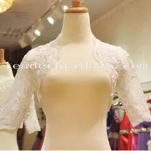 Горячая Короткие Рукава Алансон Кружева Аппликация Бисероплетение Свадебные Вечер Куртка Настоящее Аватар Болеро Для Выпускного Вечера Свадебные Платья J07