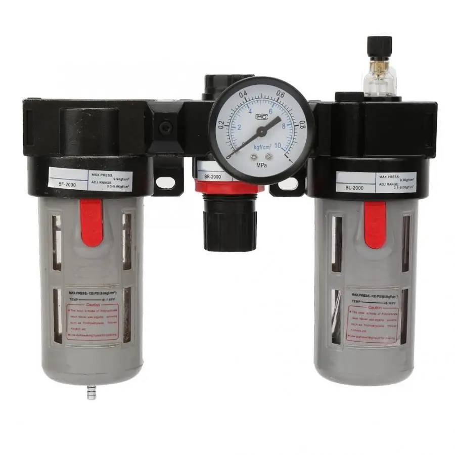 

BC2000 1/4'' Air Source Treatment Unit Pneumatic Lubricator+Filter+Regulator