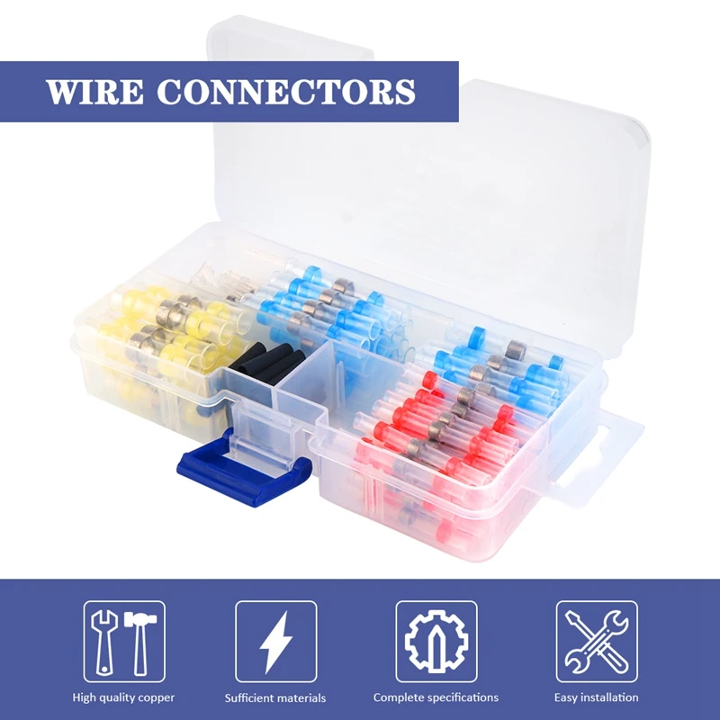  100PCS Waterproof Heat Shrink Butt Wire Connectors Solder Connectors  Assorted Set  Used For Sealing And Soldering Cables  (2)