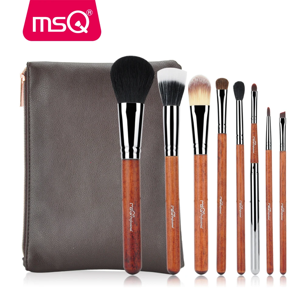 

MSQ Pro Makeup Brush Set 8pcs High Quality Goat &Synthetic Hair Powder Eyeshadow Foundation Makeup Tool Kits With a Purse