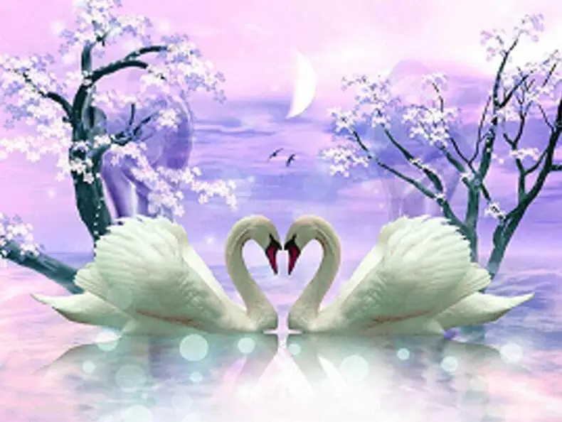 

5d diy mosaic art needlework diamond painting swan rhinestone cross stitch animal wedding diamond swans embroidery gifts