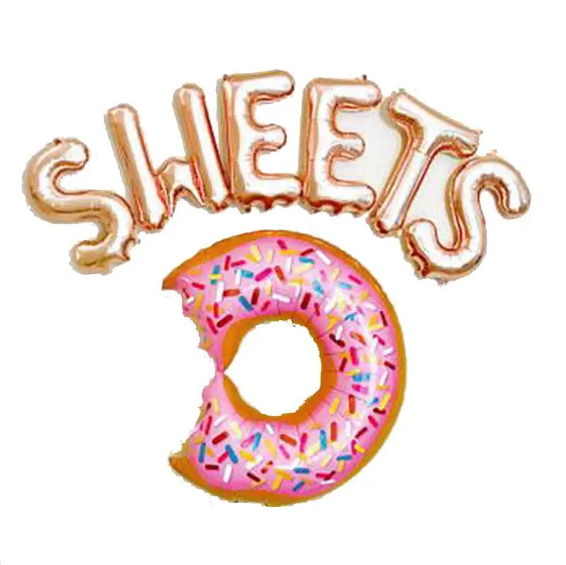 1set 16 inch Rose Gold two sweet Letters Foil balloons Donut Balloon for baby shower 2nd Birthday party Decor party supplier - Цвет: Шоколад