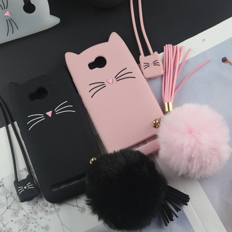 

Cute 3D Cartoon Silicon Case for Huawei Y3II Cases Japan Glitter Beard Cat Lovely Ears Kitty Phone Cover for Y3 II LTE 3G 4G