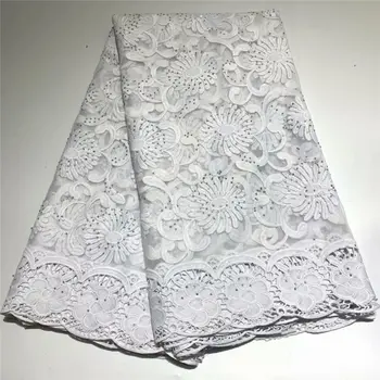 

High Quality African Lace Fabric Pure White French Net Embroidery Tulle Lace Fabric For Nigerian Wedding Party Dress 5yards