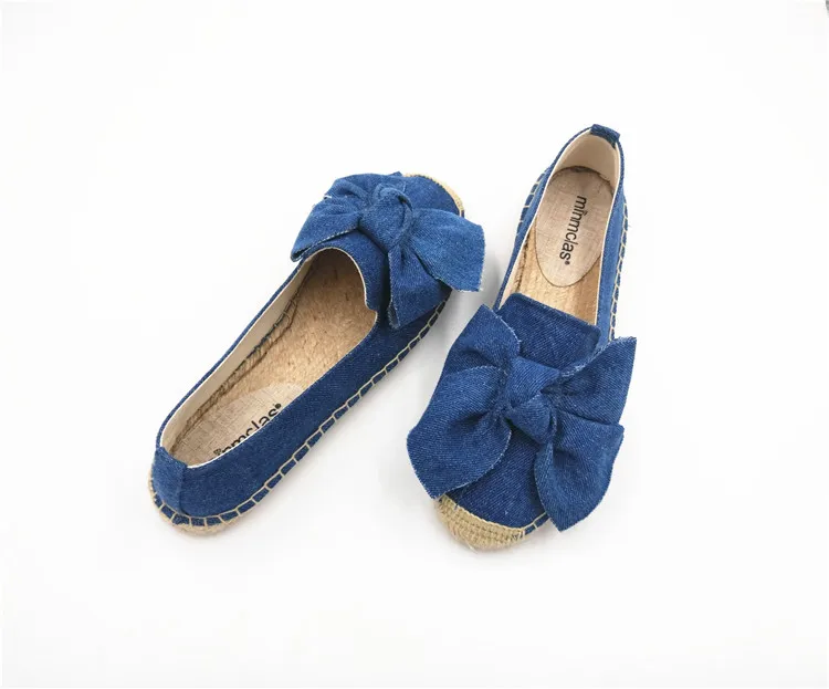 Minmclas/женские эспадрильи с бантом; удобные тапочки; женская кашемировая повседневная обувь; дышащая льняная парусиновая обувь синего цвета; большие размеры