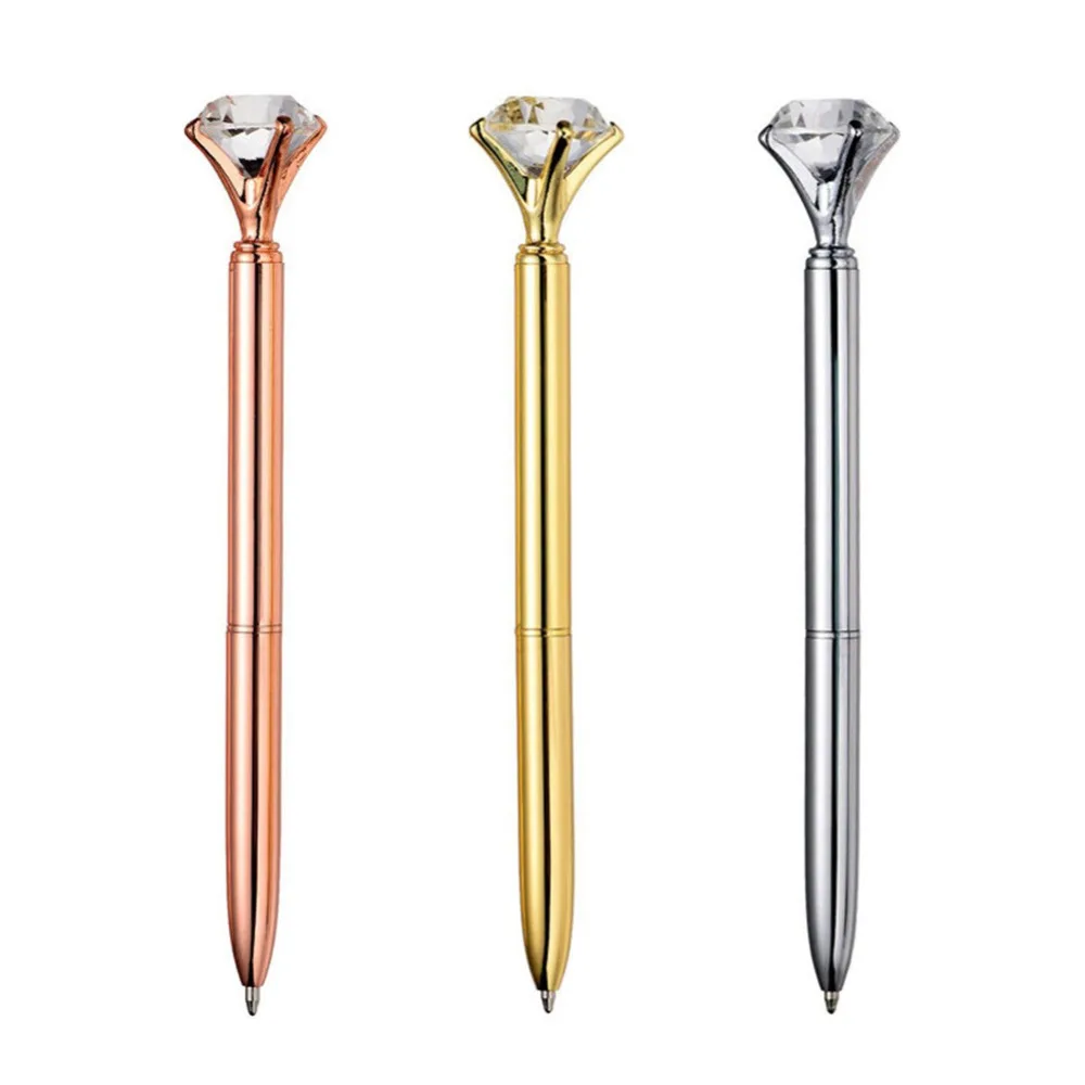 Como a Beleza Pçs de Metal Cristal Caneta Bolacha Diamante Esferográfica 0.7mm Azul Escrita Estudante Escola Presente Bola 40 17 diamante esferográfica caneta 0.7mm azul caneta escrita