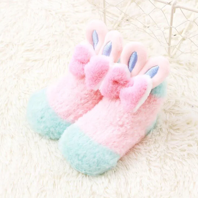 Новые модные бархатные толстые детские носки для малышей трехмерные милые носки для малышей с кроликом - Цвет: B Pink