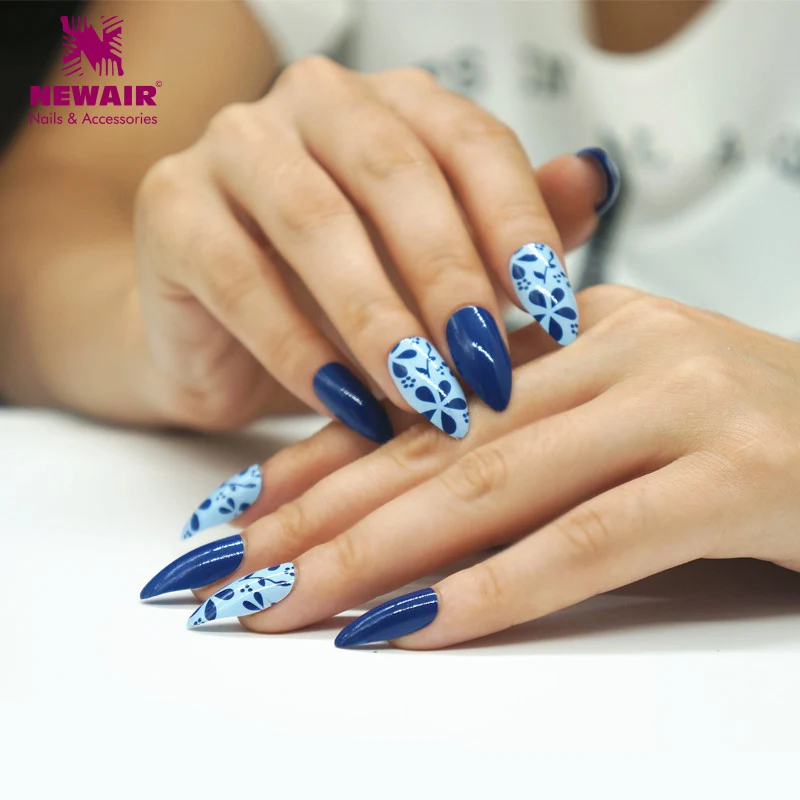 Stiletto Nails полное покрытие накладные ногти с клеем акриловые ногти УФ длинные искусственные накладные ногти Fuax Ongles