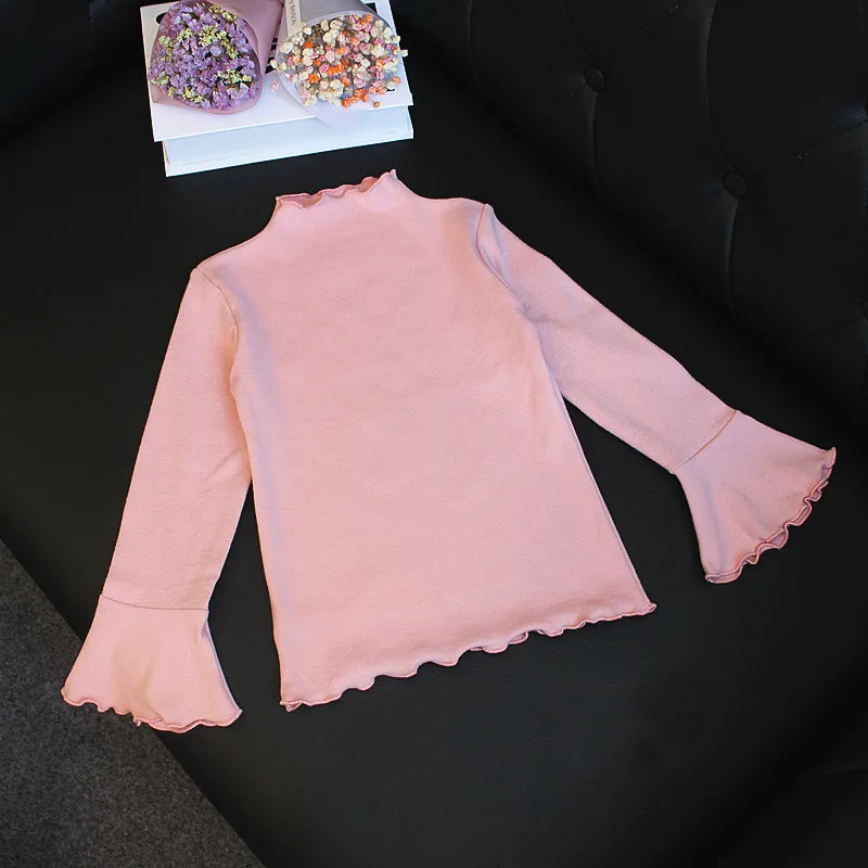 Новинка весна-осень-зима белые оборки приталенная блузка для девочек длинный рукав топы и блузки для девочек рубашки для девочек