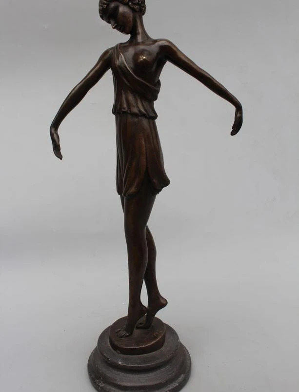 

16"Western Art sculpture Bronze Marble Belle Women Girl Dance sculpture Statue