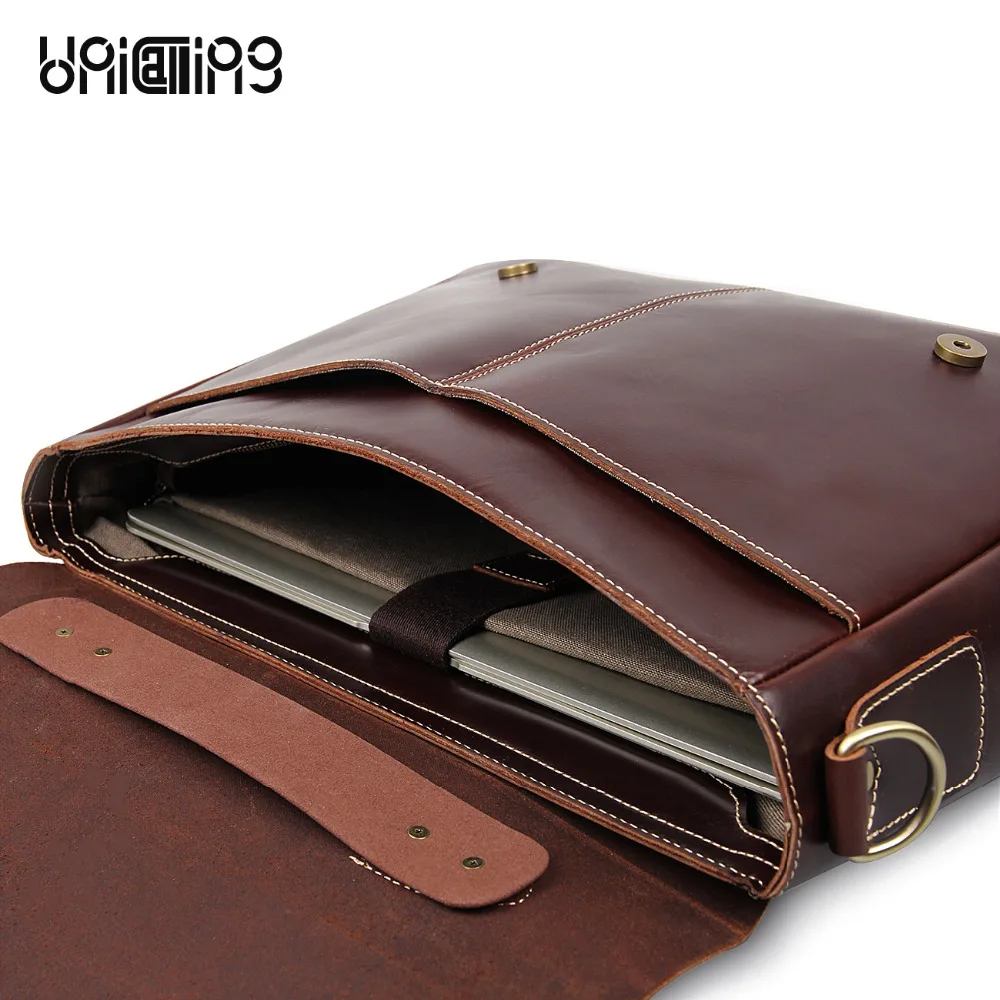 Кожаный портфель Мужская одноцветная натуральная кожаная сумочка для ноутбука сумка для ноутбука 13 дюймов 13,3 "14" Сумка для ноутбука сумки