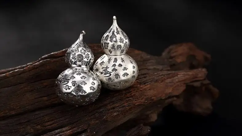 

Sterling S990 990 silver charm gourd longevity ethnic vintage Pendant Chinese style