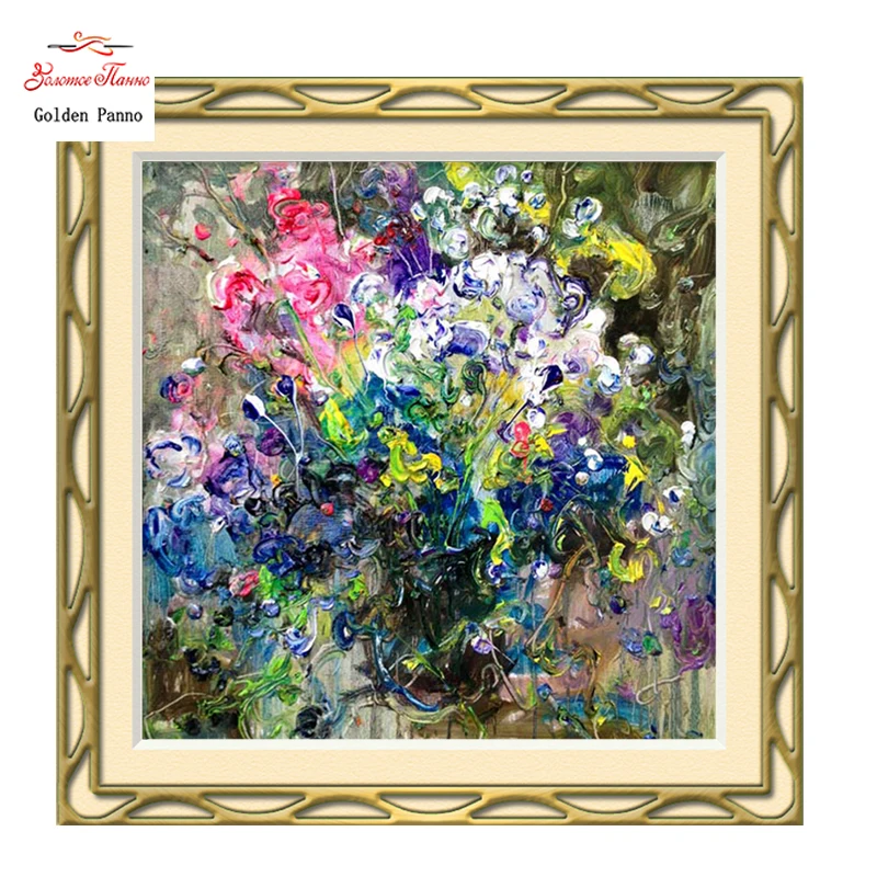 

Gold Panno,DIY DMC 11CT 14CT completely Cross stitch flowers Cross STitch kits embroidery needlework sets wall decoration