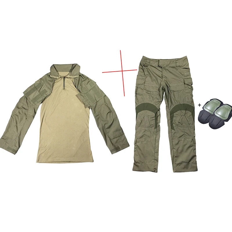 Calças de Combate com Joelheiras Roupas de Camuflagem Nova Uniforme Shirt Airsoft Militar Tático Paintball Caça Bdu g3