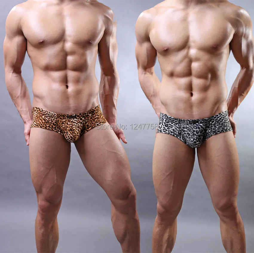 Пикантные Для мужчин; мягкое бикини Boxer Bottoms нижнее белье Comfy Leopard Мини-Боксер