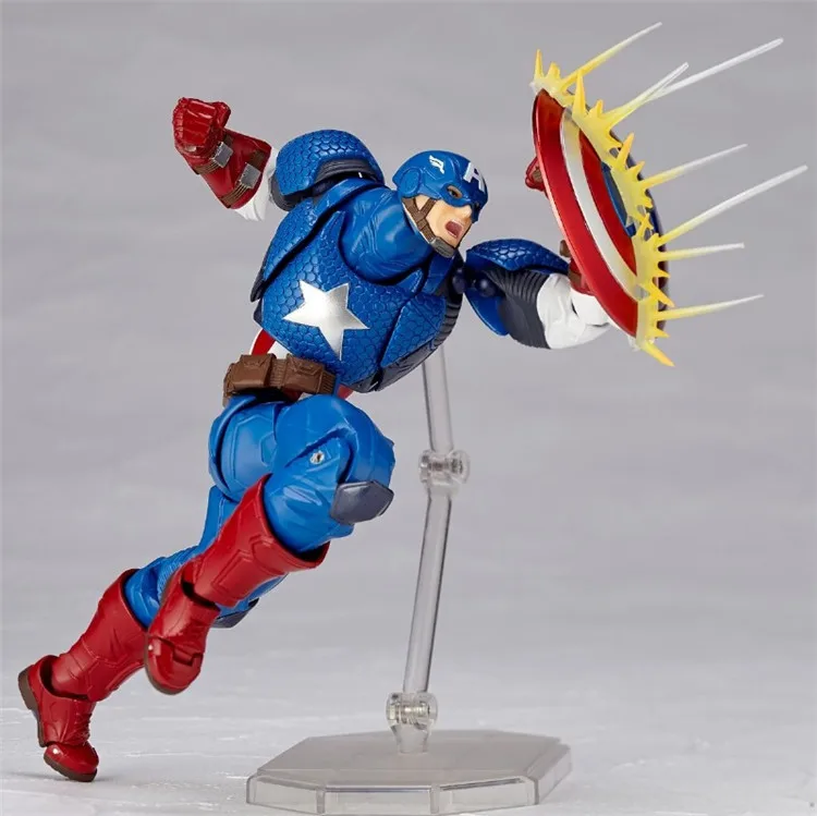 PVC Avengers Figure Complex Amazing Revoltech 007 Captain America Action Figure Movable Assemble DIY Model Toy Collections