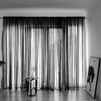 

European and American style Window Screening Solid Curtain Drape Panel Sheer Tulle curtains For Living Room 22 colors customized