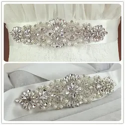 In Stock Women 2018 Hand Made Pearls Wedding Accessories Crystal Wedding Belt Bridal Belt Sash