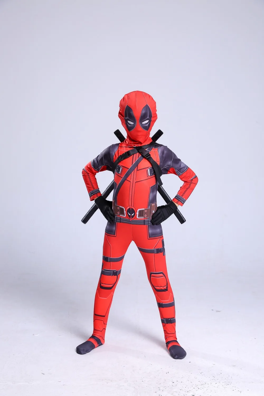 Free shipping Kid Deadpool Costume with Mask Superhero cosplay Suit Boy One Piece Full Bodysuit Halloween kid costumes for party Free shipping Kid Deadpool Costume with Mask Superhero cosplay Suit Boy One Piece Full Bodysuit Halloween kid costumes for party