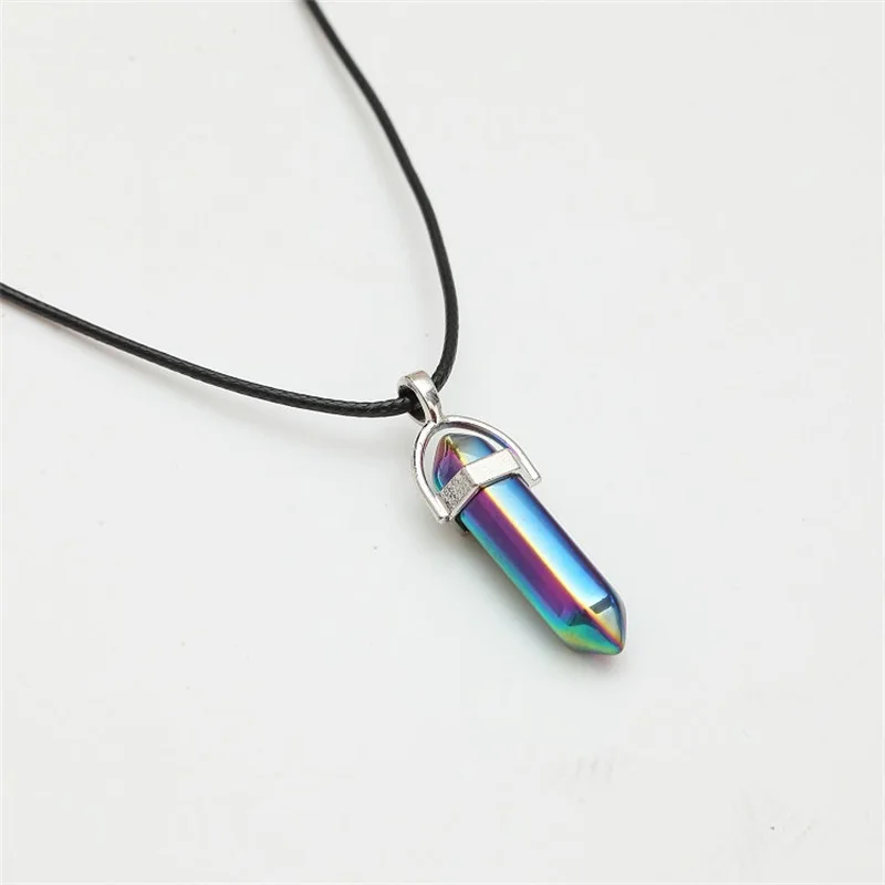 Титановый Радужный камень Artilady многоцветное кварцевое ожерелье с подвеской ожерелье цепочка со стразами ожерелье женские ювелирные изделия аксессуары - Окраска металла: 4