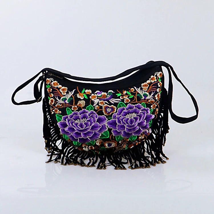 bags women shoulder crossbody bag fringe tassel handbags flower (14)