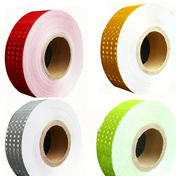 

(30 Roll/LOT) Wholesale 45M*5CM glisten Lattice Reflective Tape Yellow white red Adhesive Hazard Warning Tape