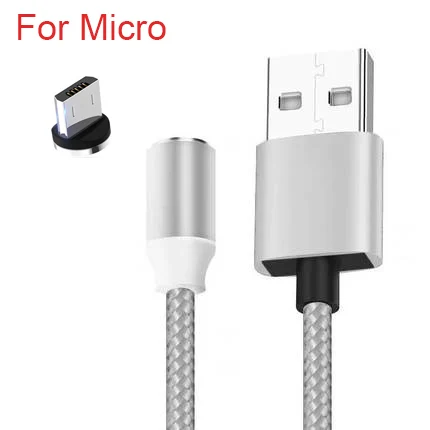 Sarika S03 3 в 1 магнитное зарядное устройство Micro USB кабель для iPhone 5 5S 6 7 6S 8 Plus Быстрая зарядка магнит зарядка usb type C кабель провод - Цвет: Silver For Micro USB