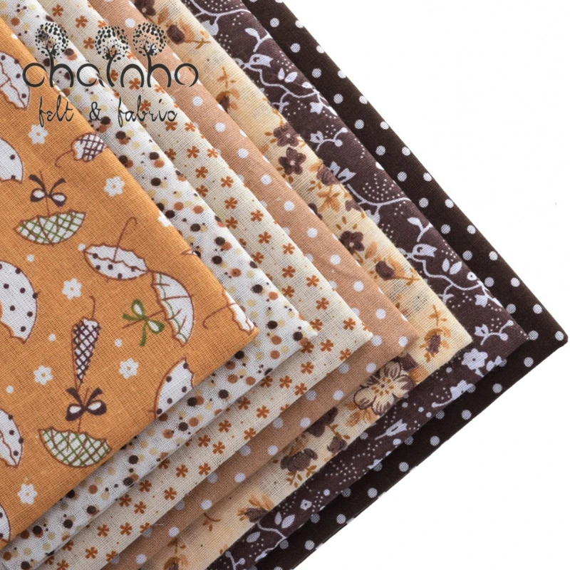 

Thin Cotton Fabric For Patchwork Quilting Sewing Tilda Fat Quarters Cloth Scrapbooking 50*50CM 7 Designs mixed Coffee Color