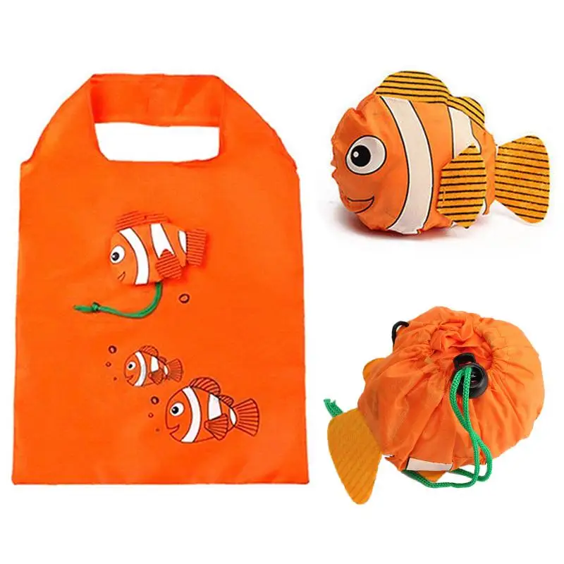 

4YANG Nylon Reusable Shopping Bags Foldable Eco Bag Tropical Fish Tote Bag Large Capacity Rose Storage Handbags Recycle Pouch