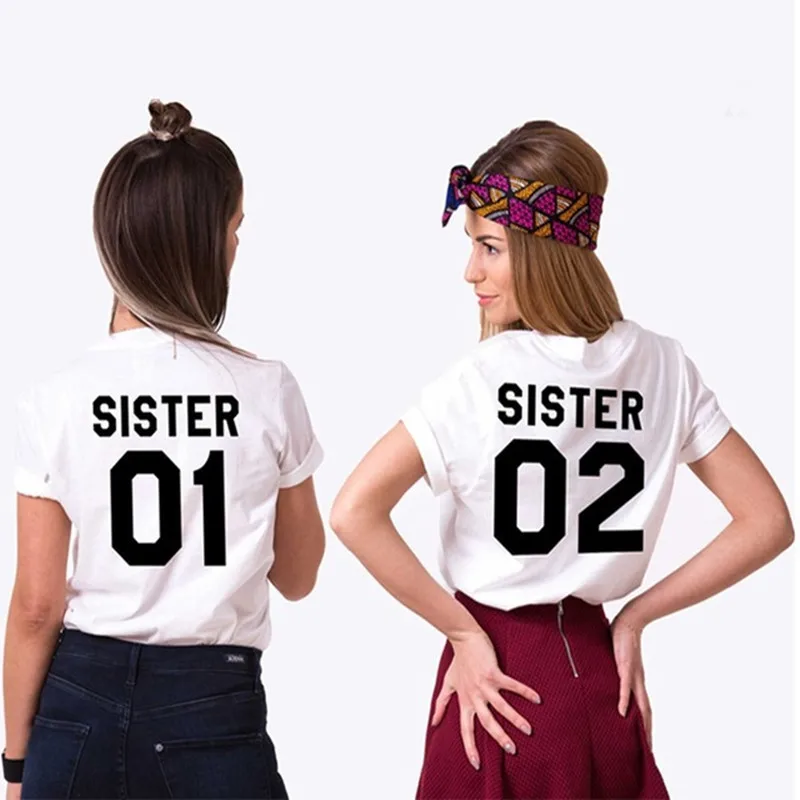 2018 SISTER 01 02 женская модная летняя футболка хлопковая для лучших друзей с коротким